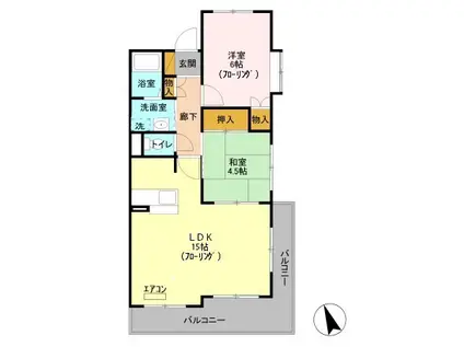 リヴィエールⅠ(2LDK/1階)の間取り写真