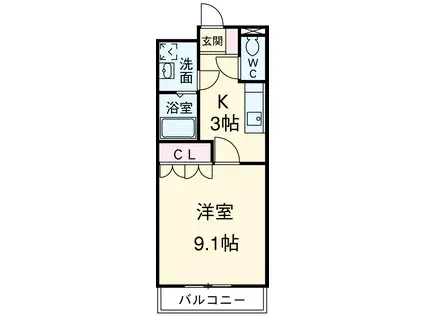 イフェクト(1K/1階)の間取り写真