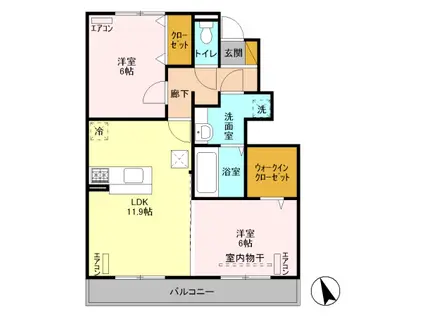 サンガーデン華二号館(2LDK/1階)の間取り写真