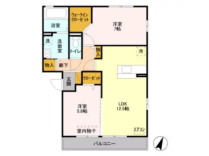 D-ROOM与野公園 B(2LDK/3階)の間取り写真