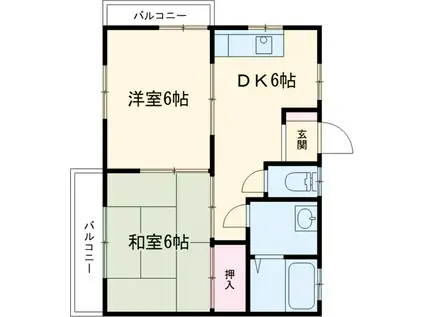 グリーンハイツ(2DK/2階)の間取り写真