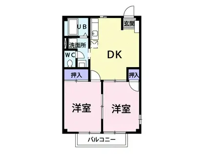 クレストⅡ(2DK/2階)の間取り写真