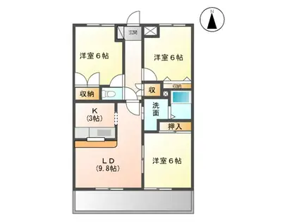 スプリングデイハイツ(3LDK/2階)の間取り写真