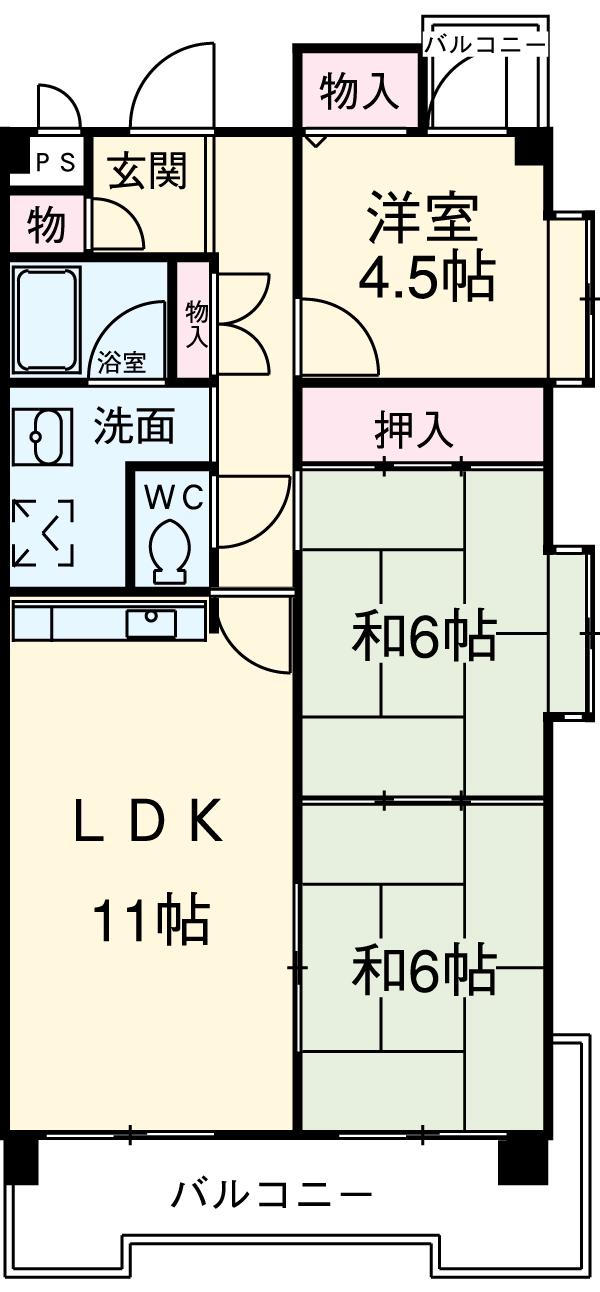 水野マンション(3LDK/2階)の間取り写真