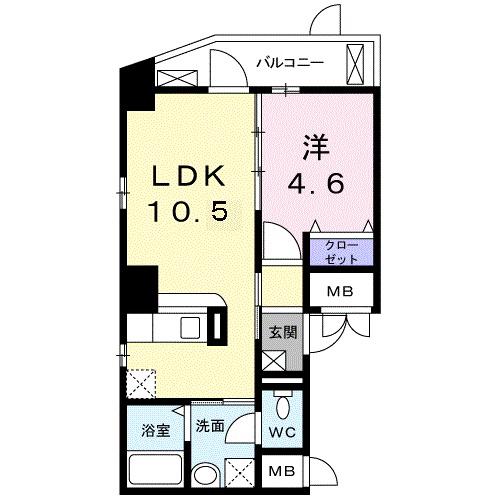 ラグビアンカ大和町(1LDK/1階)の間取り写真