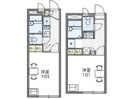 レオパレスハピネスアイランド(1K/2階)の間取り写真
