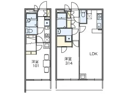 レオパレスオークヒルズA(1K/2階)の間取り写真