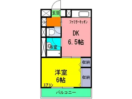 サングレース府中(1DK/2階)の間取り写真