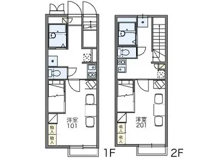 レオパレス下小鳥B(1K/1階)の間取り写真
