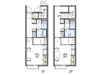 レオパレスコーナーストーン(1K/2階)の間取り写真