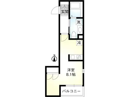 BLANCHE(ワンルーム/2階)の間取り写真