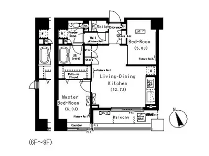 パークキューブ代々木富ヶ谷(2LDK/8階)の間取り写真