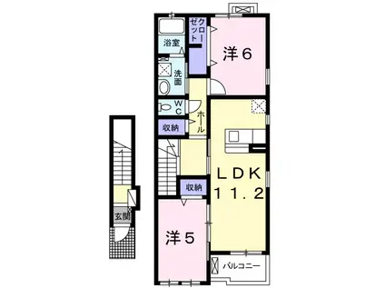 グランシャリオⅡ番館(2LDK/2階)の間取り写真
