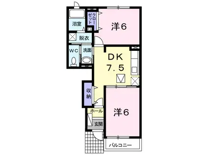 エスポワールⅠ(2DK/1階)の間取り写真