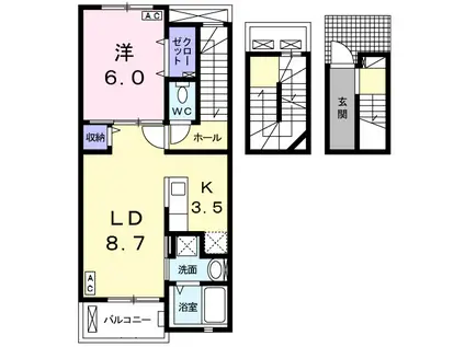 テラコッタⅢ(1LDK/3階)の間取り写真