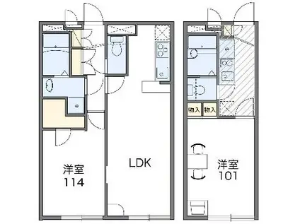 レオパレスシリウス町田(1K/1階)の間取り写真
