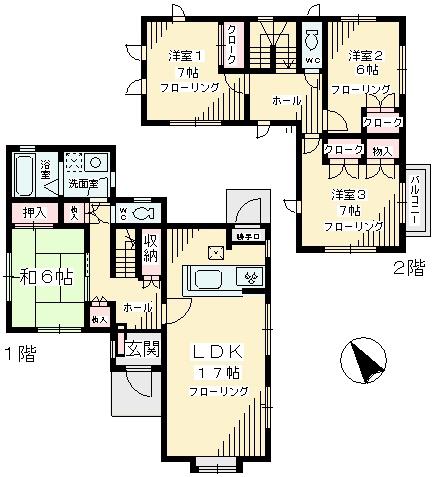 小田急電鉄多摩線 五月台駅 徒歩10分 2階建 築28年(4LDK)の間取り写真