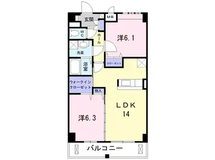 ヴァルスヴァルド(2LDK/3階)の間取り写真