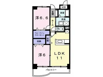 プレ・カルフール(2LDK/3階)の間取り写真