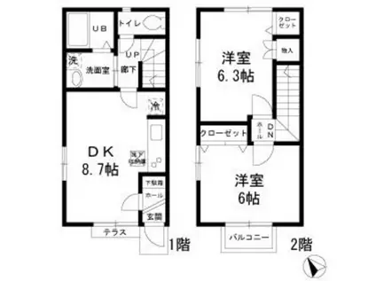 ルミエール(2DK)の間取り写真