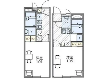 レオパレスベンターナ(1K/1階)の間取り写真
