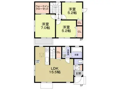 東急田園都市線 田奈駅 徒歩5分 2階建 築6年(3LDK)の間取り写真