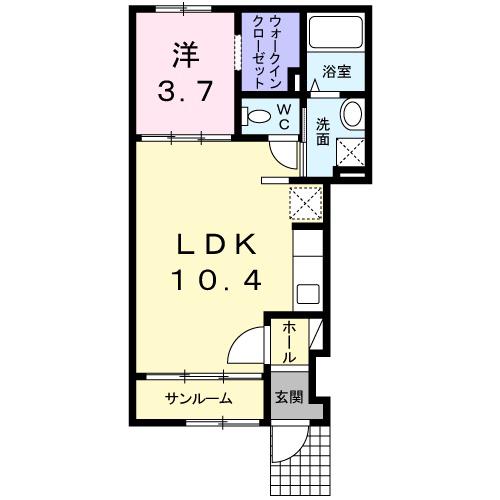 ラフレシールⅡ(1LDK/1階)の間取り写真