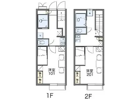 レオパレスAPPLE(1K/2階)の間取り写真