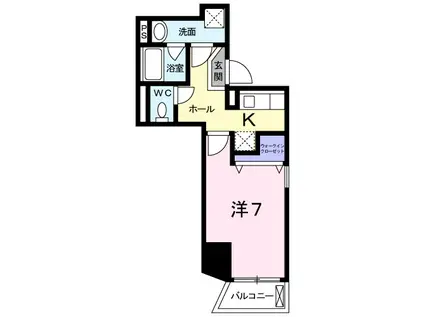 グランデミナミⅡ(1K/6階)の間取り写真