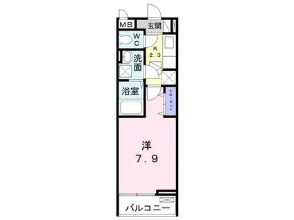 エクシード2(1K/1階)の間取り写真