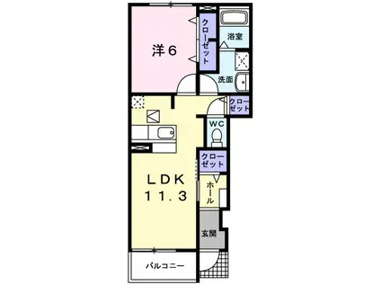 グランシャリオ Ⅱ(1LDK/1階)の間取り写真