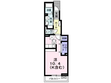 ベルモルフォ(ワンルーム/1階)の間取り写真