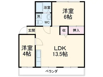 グリーンヒル藤が丘A(2LDK/4階)の間取り写真