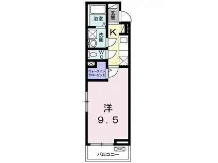 ベルセゾン黒沢台(1K/3階)の間取り写真