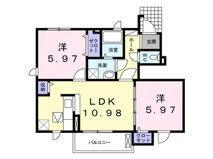 ベル アンジュ(2LDK/1階)の間取り写真