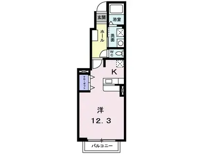 ボニート(ワンルーム/1階)の間取り写真