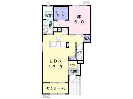 アヴェンタドールⅡ(1LDK/1階)の間取り写真