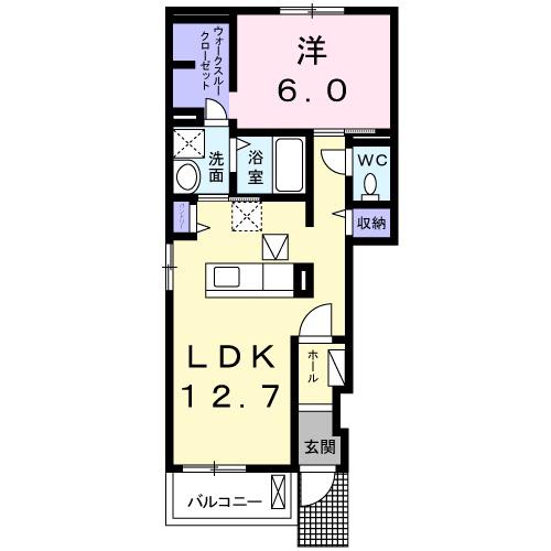 LIERRE淀南Ⅰ(1LDK/1階)の間取り写真