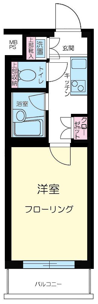 ルーブル戸越公園弐番館(1K/4階)の間取り写真