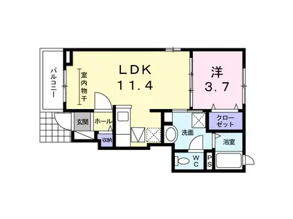 京王電鉄京王線 仙川駅 徒歩17分 2階建 築11年(1LDK/1階)の間取り写真