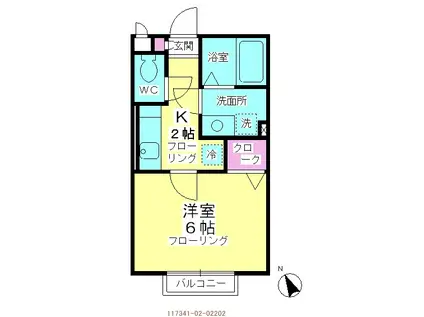 BERGPAS Z ベルフパス(1K/2階)の間取り写真