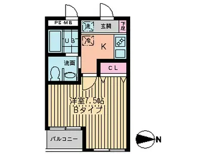 プログレッソ三鷹(1K/3階)の間取り写真