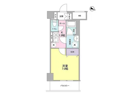 ディクオーレ仙川(1K/3階)の間取り写真