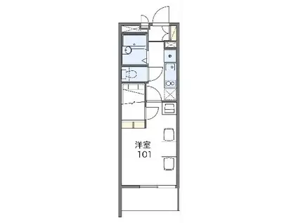 レオパレスOHYATO Ⅱ(1K/3階)の間取り写真