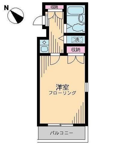 パークハイム桜新町(1K/2階)の間取り写真