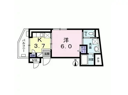 イズミビル(1K/4階)の間取り写真