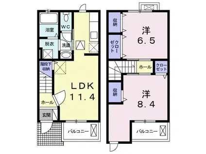 フラット エイトⅡ(2LDK/1階)の間取り写真