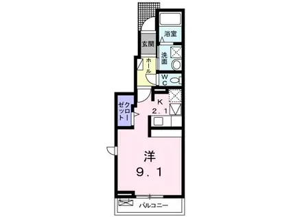 GREEN PARK Ⅱ(1K/1階)の間取り写真