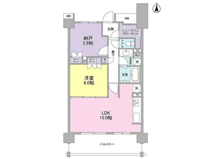 アンビエンテ経堂(1SLDK/3階)の間取り写真