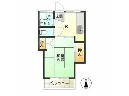 国領コーポB(1K/1階)の間取り写真